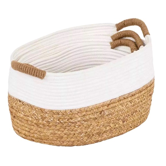 Seville Classics Hyacinth & Rope Baskets 3-piece Set